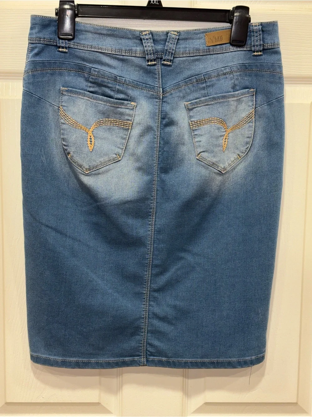 YMI Dark Blue Denim Skirt with Pink Label